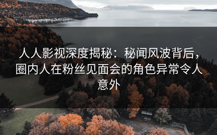 人人影视深度揭秘：秘闻风波背后，圈内人在粉丝见面会的角色异常令人意外